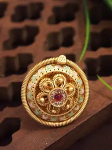 SGA FASHION Gold Plated American Diamond Stone Studded Finger Ring