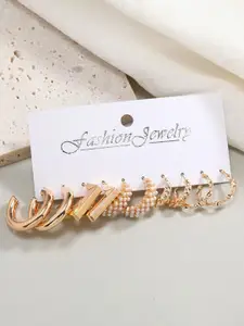 Celestique Set Of 5 Contemporary Korean Hoop Earrings