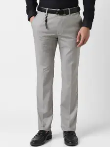 V Dot Men Solid Self Design Mid-Rise Skinny Fit Trousers