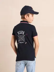 U.S. Polo Assn. Kids Boys Brand Logo Printed Polo Collar Pockets T-shirt