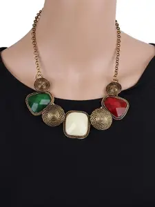 Shining Diva Fashion Gold-Plated Cubic Zirconia Studded Necklace