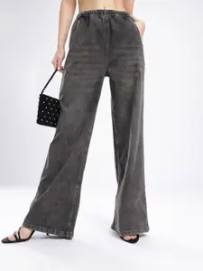 glitchez Women Stretchable Wide Leg Light Fade Jeans