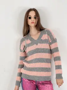 Fashion Gaiia Women Striped Woollen Pullover