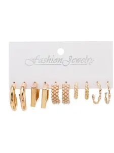 Celestique Set Of 5 Contemporary Korean Hoop Earrings