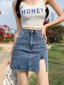 StyleCast High Waist Straight Above Knee Skirt