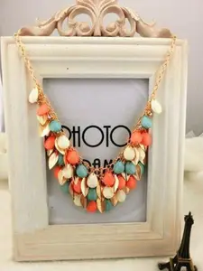 Shining Diva Fashion Gold-Plated Cubic Zirconia Studded Necklace