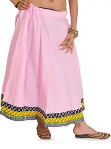 Exotic India Plain Midi Skirt From Pilkhuwa With Patch Border