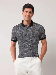 U.S. Polo Assn. Denim Co. Men Geometric Printed Polo Collar Cotton Slim Fit T-shirt