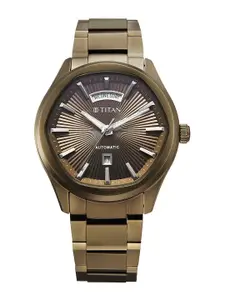 Titan Men Dial & Leather Bracelet Style Straps Analogue Automatic Watch 90209QM01