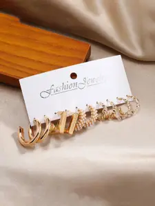 Celestique Set Of 5 Contemporary Korean Hoop Earrings