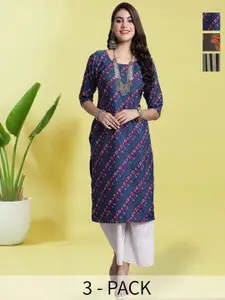 Anouk Rustic Pack of 3 Women Ethnic Motifs Printed Crepe Kurta