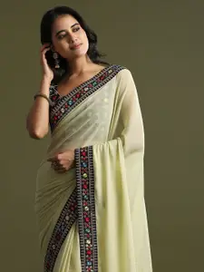 Saree mall Embroidered Pure Georgette Sarees