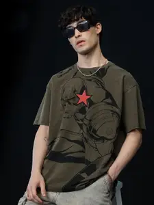 The Souled Store Oversized Captain America Steve Rogers Printed Pure Cotton T-Shirt