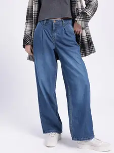 glitchez Women Baggy Fit Faded Jeans