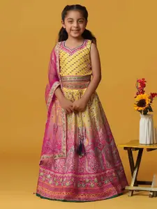 BAESD Girls Printed Ready to Wear Lehenga & Blouse With Dupatta