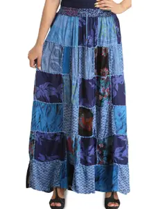 Exotic India Long Printed Dori Skirt From Gujarat With Patch Work