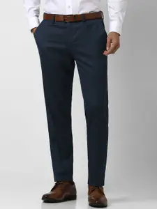 Peter England Men Textured Slim Fit Formal Trousers