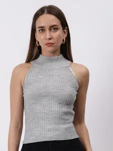 Fashion Gaiia Women Ribbed Turtle Neck Sweater Vest