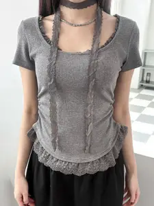 StyleCast x Revolte Women Ribbed Round Neck Top