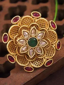 SGA FASHION Gold Plated American Diamond Stone Studded Finger Ring