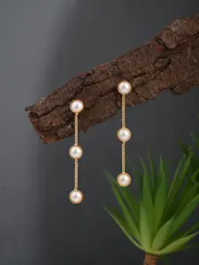 Anvik Gold-Plated Pearls Beaded Circular Drop Earrings