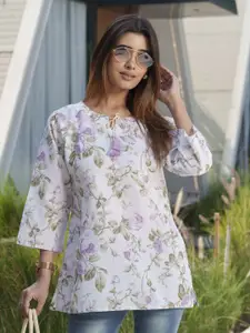 Sangria Floral Printed Pure Cotton Top