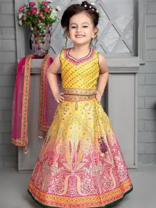 BAESD Girls Printed Beads and Stones Ready to Wear Lehenga & Blouse With Dupatta
