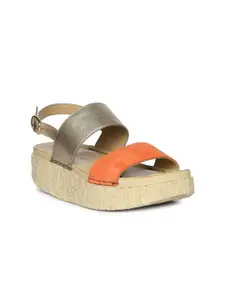 Saint G Women Colourblocked Leather Flatform Sandals with Buckles