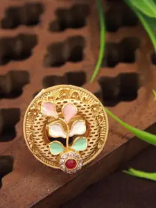 SGA FASHION Gold Plated American Diamond Stone Studded Finger Ring