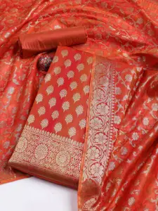 Meena Bazaar Floral Woven Design Zari Work Unstitched Dress Material