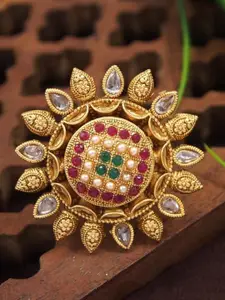 SGA FASHION Gold Plated American Diamond Stone Studded Finger Ring