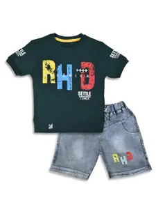 WORTON FASHION Boys Graphic Printed Pure Cotton T-shirt with Shorts