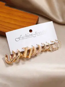 Celestique Set Of 5 Contemporary Korean Hoop Earrings