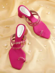 House of Pataudi Ethnic Embellished Block Heel