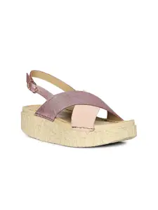 Saint G Women Leather Wedge Sandals with Buckles