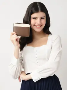 Fastrack Women Solid PU Two Fold Wallet With Minimal Colourblocked Detail