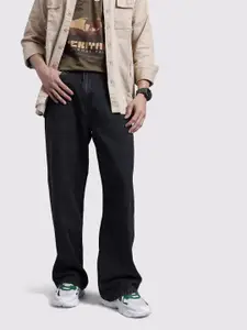 The Roadster Life Co. Men Mid-Rise Pure Cotton Light Fade Wide Leg Jeans