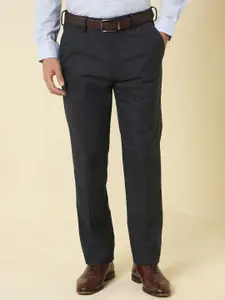 Allen Solly Sport Men Checked Slim Fit Mid-Rise Trousers