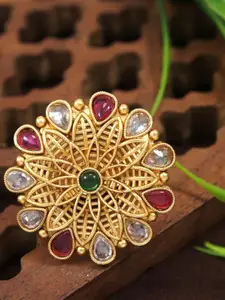 SGA FASHION Gold Plated American Diamond Stone Studded Finger Ring