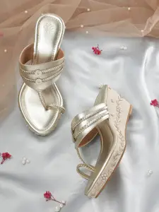 House of Pataudi Ethnic Embellished Wedge Heels