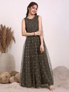 Inddus Girls Embroidered Sequinned Ready to Wear Lehenga & Choli