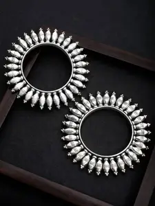 Sangria Set Of 2 Oxidised Silver-Plated Bangles