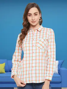 DressBerry Classic Tartan Checks Roll-Up Sleeves Casual Shirt