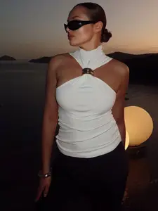 StyleCast x Revolte Women High Neck Sleeveless Fitted Top