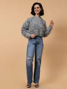 Fashion Gaiia Women Crop Pullover