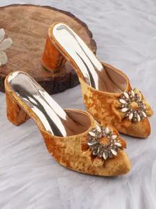 BAESD Women Embellished Block Heel Sandals with Ethnic - Embellished