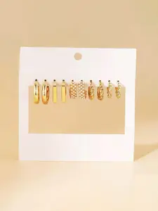 Celestique Set Of 5 Contemporary Korean Hoop Earrings