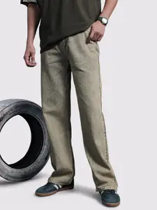 The Roadster Life Co. Men Wide Leg Bleached Pure Cotton Jeans