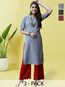 Anouk Rustic Women Ethnic Motifs Printed Crepe Pack of 3 Kurta