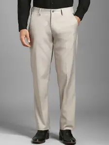 Louis Philippe Men Self Design Mid-Rise Formal Trousers